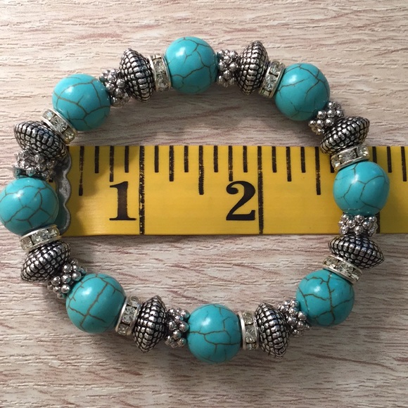 T&J Designs Simulated turquoise and crystal stretchy bracelet (Large). NWT - Picture 4 of 7